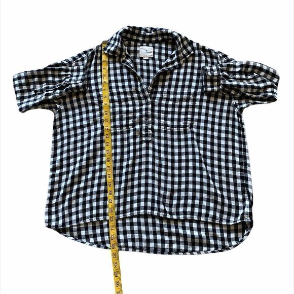 American Eagle Oversized Plaid Shirt Black White Small Relaxed Fit - Picture 11 of 12